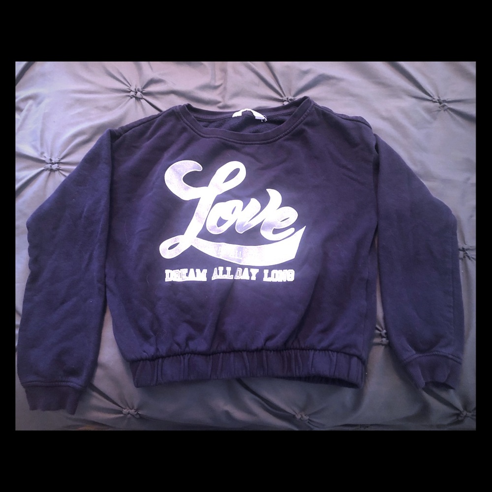 H&M Navy Blue Cropped sweatshirt